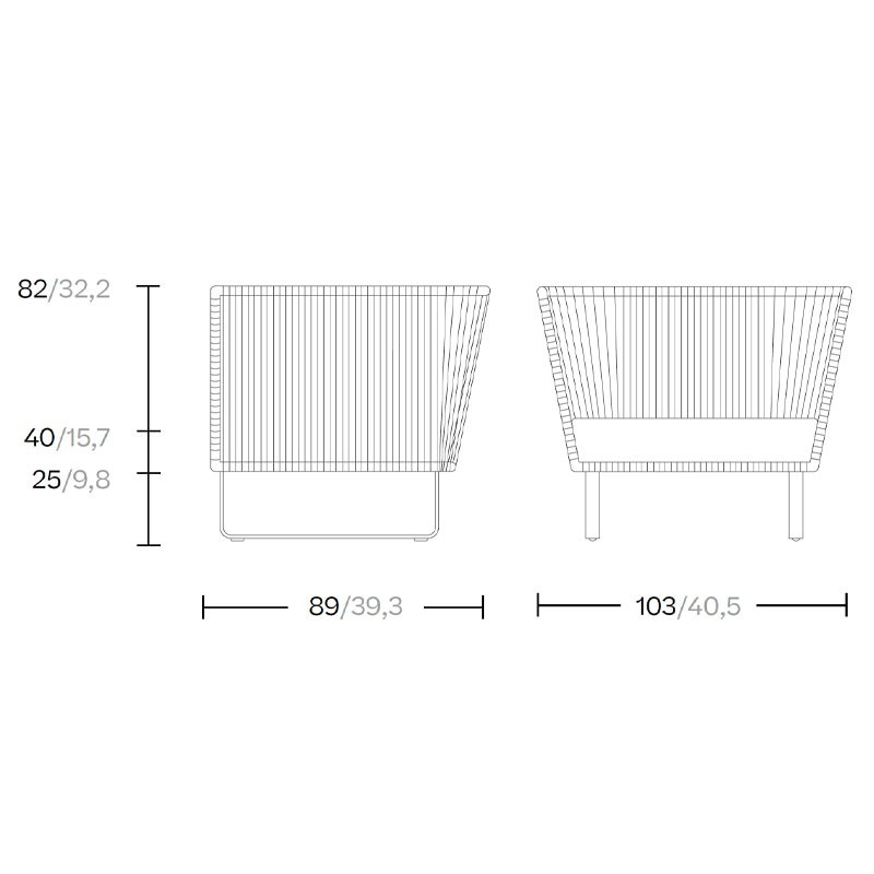 BITTA Clubsessel Gestell Slate Sone/ Geflecht Shore Line
